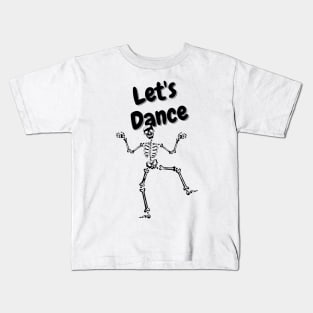 Fun Dancing Halloween Skeleton Black Kids T-Shirt